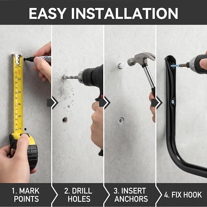Heavy Duty Garage Storage Hooks, Wall Mounted Garden Tools Storage Hook Utility Organizer (7.9Inch x 7.5Inch)