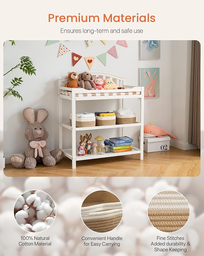 KALLAX Small Woven Storage Basket for Organizing, 12 x 8 x 4.5 inch, 3 Pack | Shelf baskets for closet organization, toy storage and home decor, Perfect as empty gift baskets for holidays, White & Brown