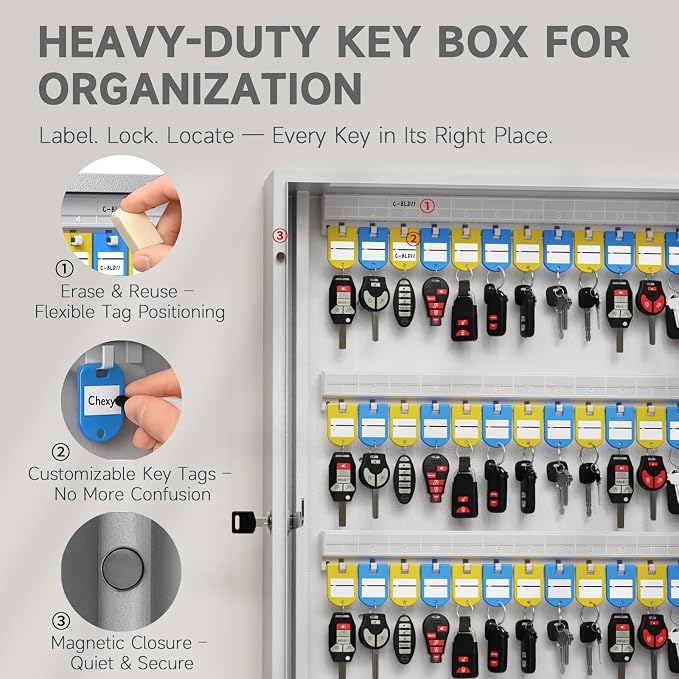 360 Key Lock Box Smart Key Organier Cabinet with Keypad & App for Office | Wall Mounted Lockbox use App, Custom & One Time Password, WiFi (Need W100 Bridge) Unlock for School, Office, Fleet, Hotel