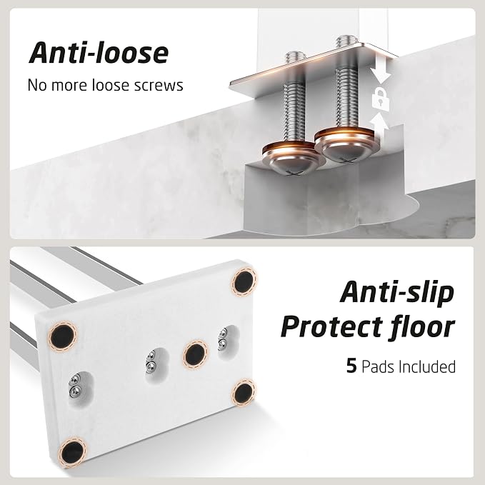 KES Heavy Marble Base Standing Towel Rack, 3-Tier Stainless Steel, Polished | Freestanding Design, No-Drill Assembly, Tiered Bars For Bath Sheets, Bath Towels, Hand Towels, Anti-Slip Pads