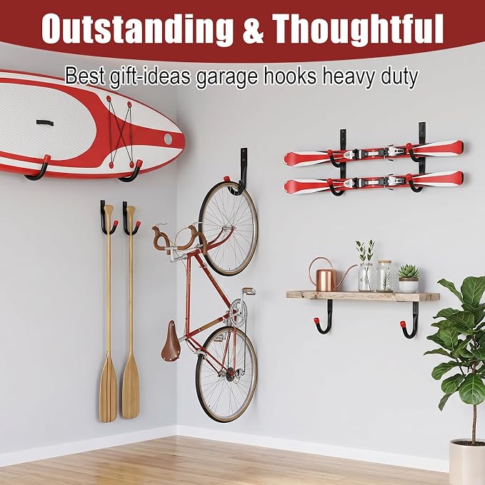 24 Pcs Heavy Duty Garage Hooks 3.5" Iron Utility Hook for Garage Wall Mount | 100LBS Capacity, Kayak Hooks Wall Mount, for Hanging Bikes, Ladder Hook Storage,for Kayak Folding Chairs, Indoor Outdoor Use