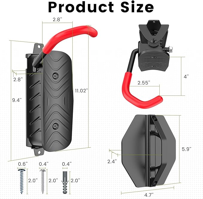 Housolution Swivel Bike Wall Mount [2 Pack], 150° Swivel Holds up to 66lbs Vertical Bike Rack Wall Hanger, Bike Hangers for Garage, Mountain Bike Wall Mounts, Bicyckle Storage Rack for Garage
