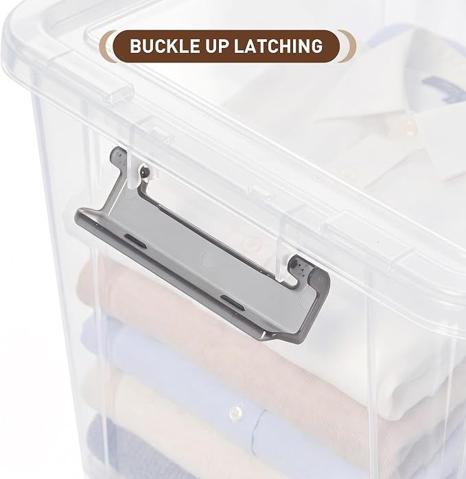 Citylife 17 QT Plastic Storage Bins with Latching Lids Stackable Storage Containers for Organizing Large Clear Storage Box for Garage, Closet, Kitchen, 4 Packs