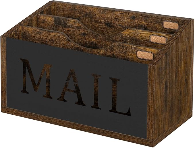 YINMIT Mail Organizer Countertop, Mail Holder with 3 Compartments, Mail Holder Sorter for Desk, Mail Organizer Wall Mounted, Countertop Desk Office Accessories Organizer for File Paper Folder