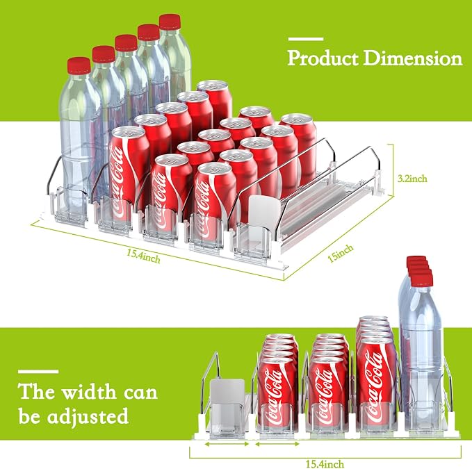 IBORING Drink Organizer for Fridge,Holds up to 25 Cans | Self Pushing Fridge Drink Organizer,Automatic Drink Dispenser for Fridge,Idea for fridge organizers and storage