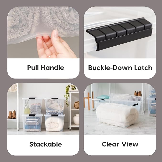 IRIS USA 2-Pack 94 Quart Storage Bins with Lids, Clear | Transparent design makes contents easy to find. Ideal for holiday décor, bulky items, and long-term storage. Nestable design