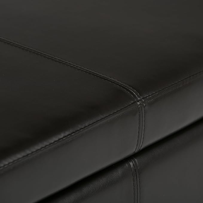 SIMPLIHOME Avalon Storage Ottoman Bench - 48" Wide x 16" High Upholstered Vegan Leather Rectangular Lift-Top Ottoman in Tanners Brown, Contemporary Storage Bench for Living Room with High-Density Foam