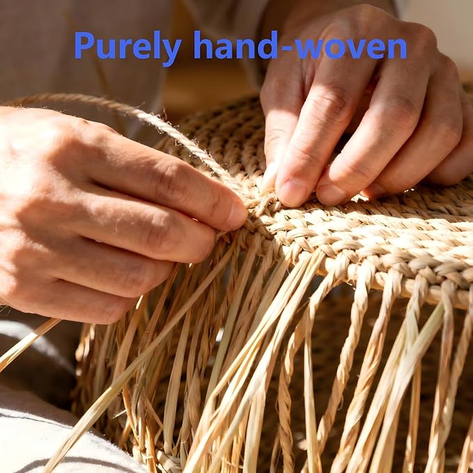 Scalloped Basket, Wicker Storage Baskets, Hand Woven Baskets for Shelves,Natural Baskets for Organizing (S+M)