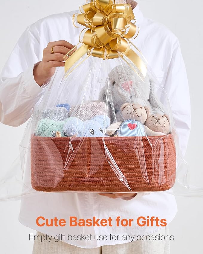 KALLAX Small Woven Storage Basket for Organizing, 13.5x9.5x5 inches, 3 Pack | Shelf baskets for closet organization, toy storage and home decor, Perfect as empty gift baskets for holidays, Rust Red