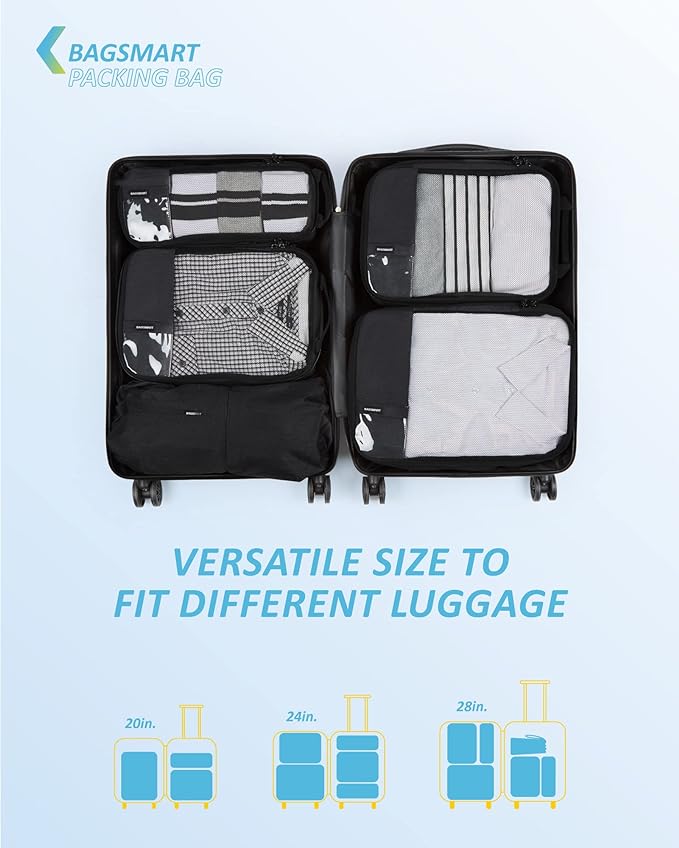 BAGSMART Compression Packing Cubes for Travel Essentials | 14 Set /6 Set /4 Set/2 Set, Lightweight, Durable