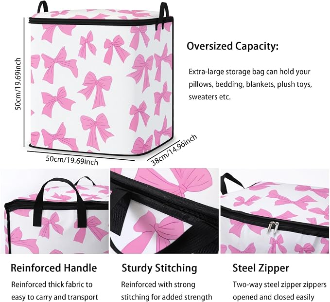2pcs blanket storage bag for under bed,closet organizers 95L | quilt duvet sweater sheet bedding pillow clothes storage for closet,dorm moving essentials containers with portable handles