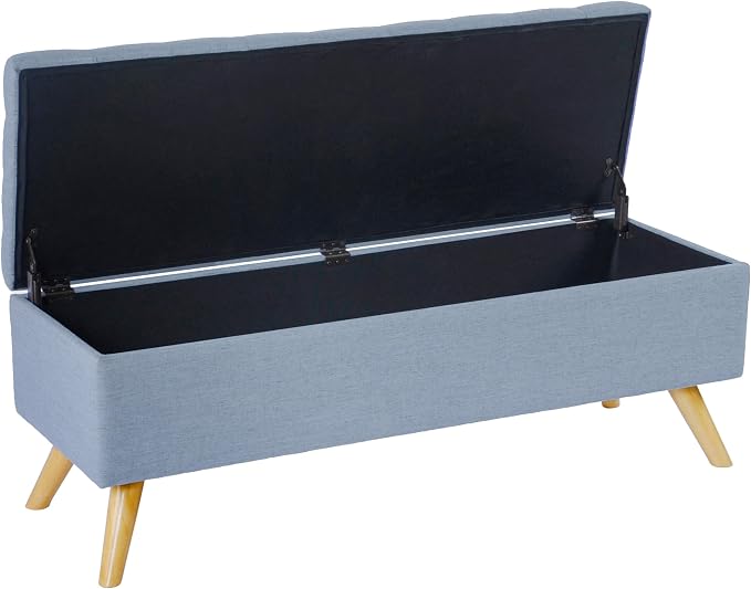 HomePop 48" Modern Tufted Storage Bench - Dusty Blue Woven