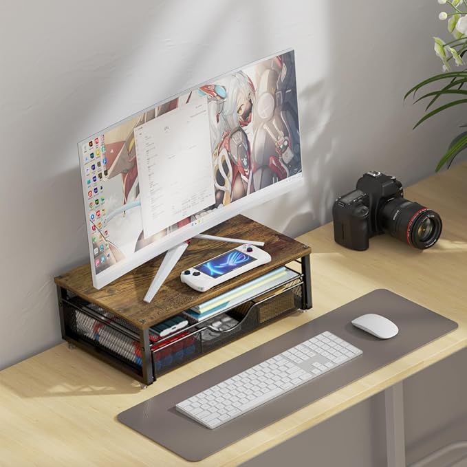gianotter Computer Monitor Stand Riser, office organizer with Drawer, Office Organizers Storage for Classroom Office Supplies (Wood) | Wood Desk Organizers and Accessories Desk Accessories & Workspace Desktop Organizers Storage for Printer Stand (Wood)