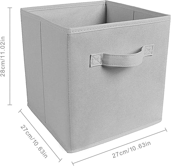 Basic Fabric Storage Bins 10.6 x 10.6 x 11 Storage Cubes 2 Pack Grey | Foldable Clothing Storage Bins, Reinforced Handles, Sturdy, Lightweight, Space-Saving, For Closet, Shelf, Nursery And Bedroom