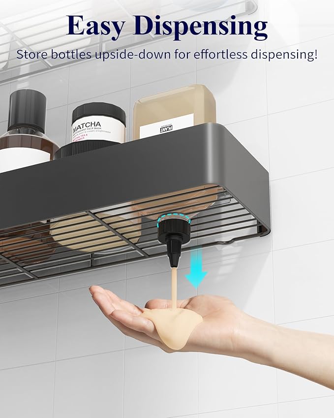 Kitsure Shower Caddy Adhesive, Shower Organizer, XX-Large, Dark Grey | 2 Pack Shower Shelf for Inside Shower, 100% Rustproof Metal Shelves, No-Drill Bathroom Organizers and Storage