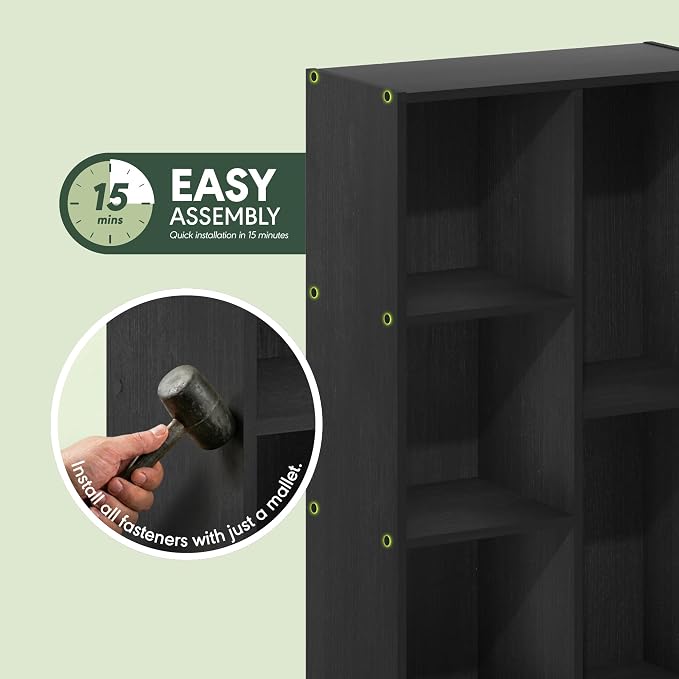 Furinno Luder 5-Cube No Tool Assembly Open Shelf, Blackwood