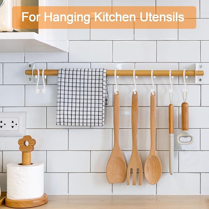 DINGEE 12 Pack 6 Inch S Hooks,Large S Hook Vinyl Coated Heavy Duty S Hook for Hanging, Non Slip S Hanger Closet Hooks, Steel Metal White Rubber S Hooks for Hanging Plants,Clothes,Jeans,Pot Pan Garden
