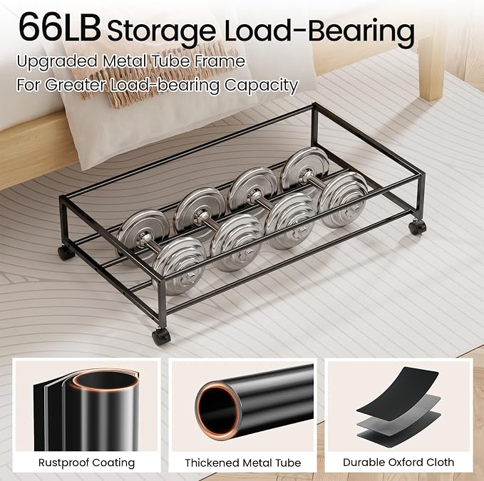 Yecaye 60 L Under Bed Storage with Wheels, 2 Pack Under Bed Storage Containers with Clear Window & Label, Rolling Under bed Shoe Storage organizer for Clothes, Shoes, Black