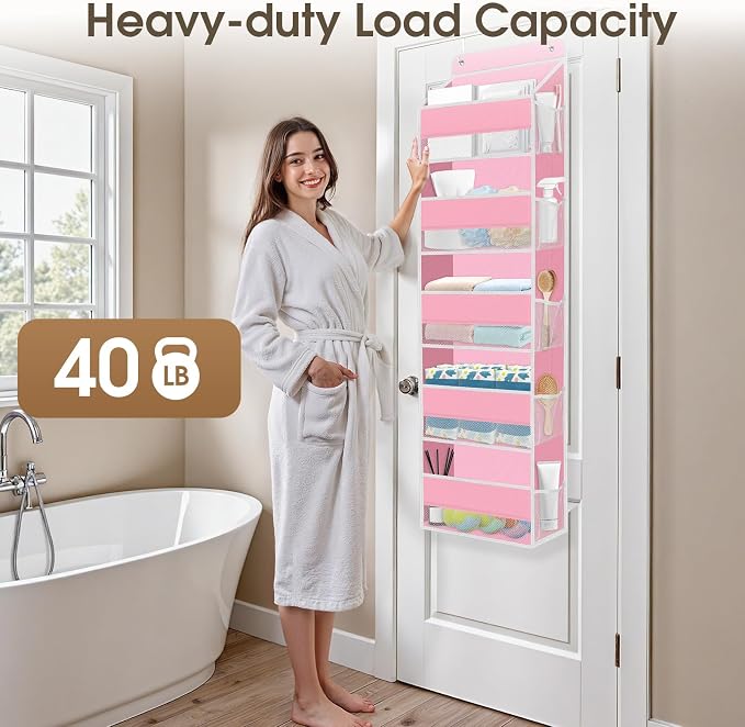 2 Pcs Over The Door Organizer Large Capacity Hanging Storage Room Organizer | 40 lb Capacity, Ultra-Sturdy, Foldable, Mesh Design with Clear Window, Space-Saving Organizer for Pantry, Nursery & Closet