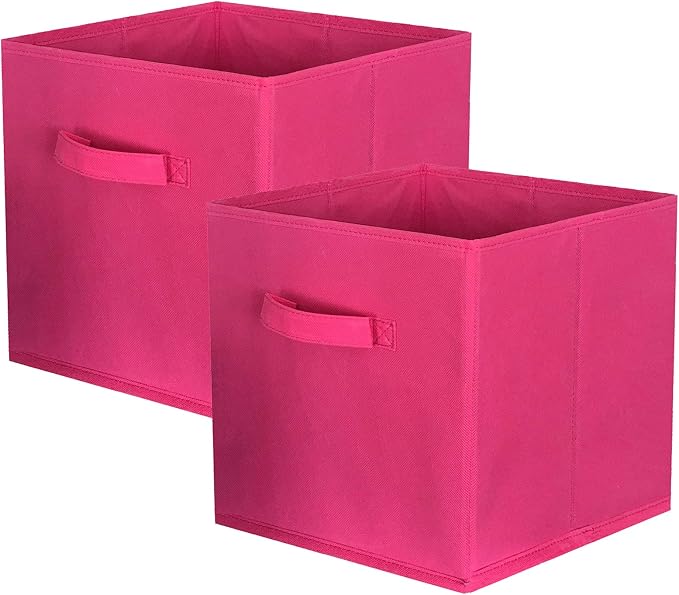 ShellKingdom Storage Bins, Foldable Fabric Storage Cubes And Cloth Organizer Drawer For Closet And Toys, 2 Pack (Fuchsia) | Storage Organizer For Closet And Toys, 10.5x10.5x11 INCH, 2 Pack (Fuchsia)