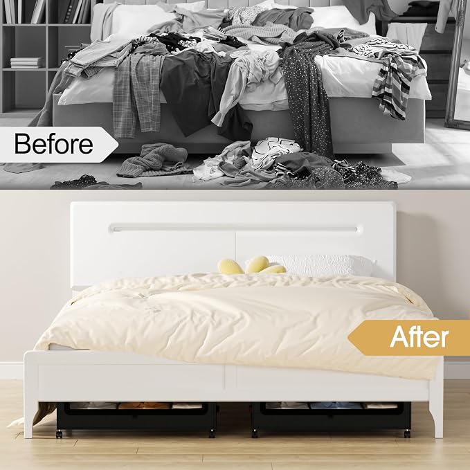 Yecaye Under Bed Storage with Wheels, 2 Pack Under the Bed Storage Containers with Lids & Label, XXL 60L Rolling Underbed Storage Drawers for Clothes, Blankets, Shoes, Black