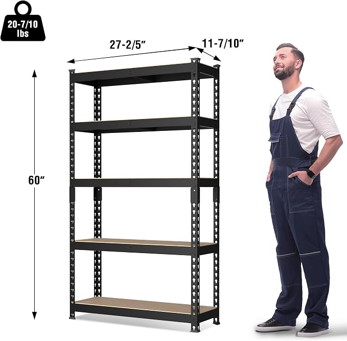 WORKPRO Shelving with MDF Board, 27-2/5"W x 11-7/10"D x 60" H, 1650LBS Load