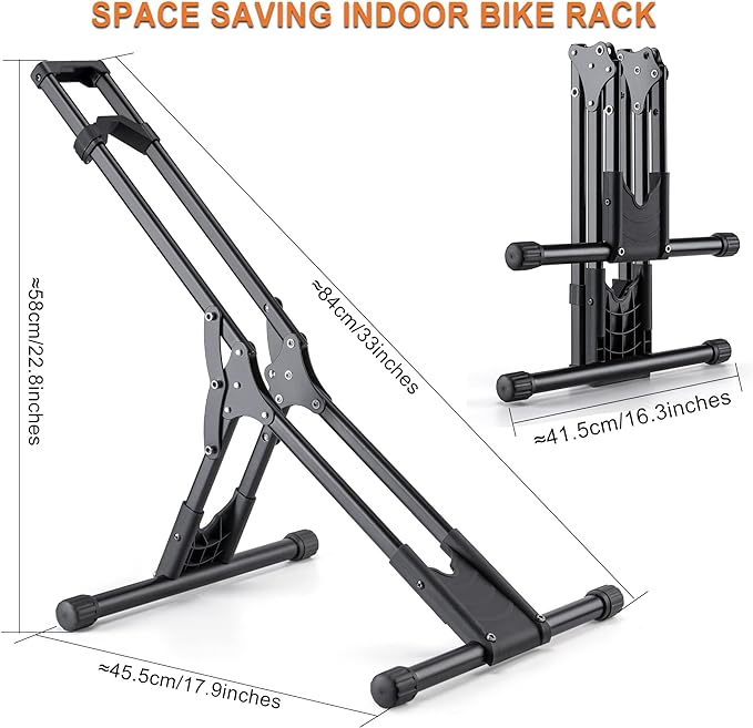 Bike Floor Stand Rack- Indoor Bike Stand for Garage/Home - Bike Storage Bicycle Parking Rack Fit 20”-29” Mountain Road Bikes (1 Bike Rack)