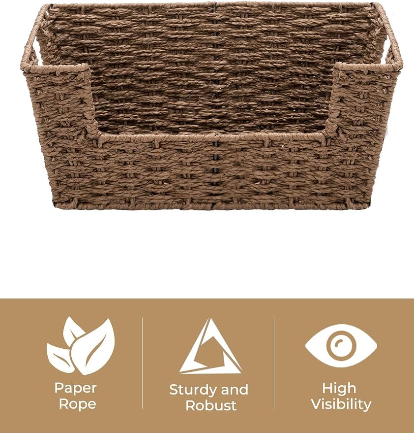 Storageworks Pantry Baskets For Shelves, Wicker Baskets, Brown Paper Rope