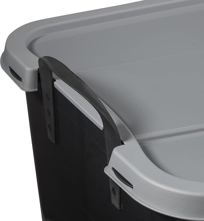 Life Story 24 Pack Stackable Storage Bin, 55 Qt Home Organizers, Black/Gray | Heavy-Duty Versatile Lightweight Locking Bins with Carrying Handles