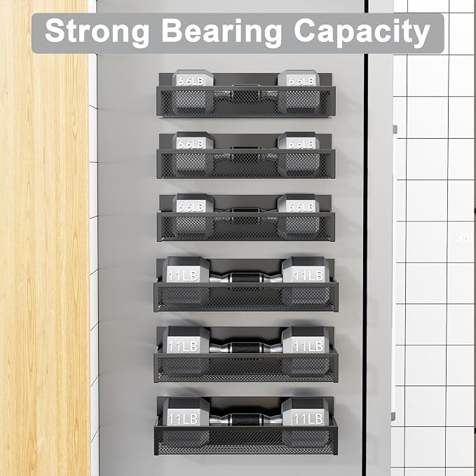 Aufworld Magnetic Spice Rack for Refrigerator, 6 Pack Magnetic Shelf, Fridge Magnet Organizer with Moveable 12 Hooks, Magnetic Fridge Shelf for Kitchen Organization and Storage (6 Pack)