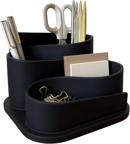 OAKOA Black Modern Desk Organizer - Minimalist Desk Accessories Pen Holder | Pencil Holder for Desk - Minimalist Desk Accessories & Workspace Organizers - Desk Pen Organizer - Modern Office Decor