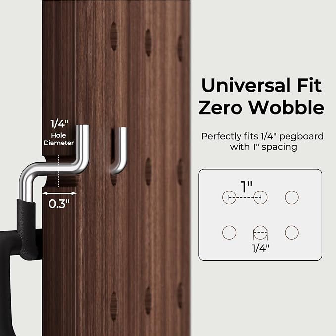 INCLY 36 Pack 1/4" Pegboard Drill Holder Tool Utility Hooks | Heavy Duty Pegboard Hooks, Peg Board Tool Hangers Accessories, for Hanging Power Tools, Drill, Hammer, Workbench, Garage