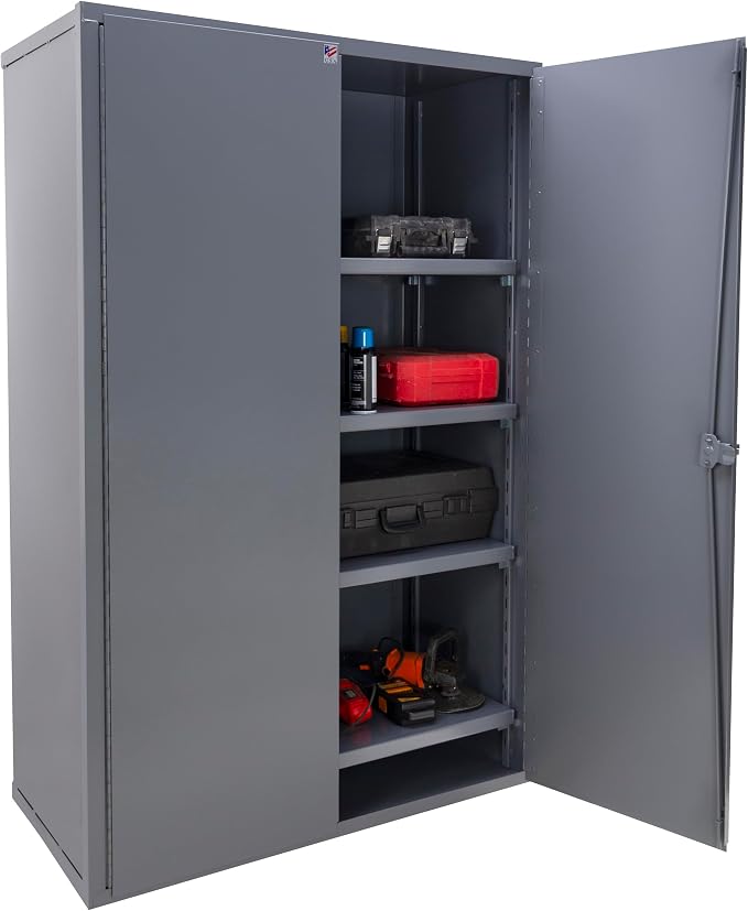 Jamco Heavy Duty Steel Storage Cabinet, Lockable Doors, 7200 lb Cap., Gray | 14-Gauge All-Welded Steel Cabinet, 4 Adjustable Shelves (1,800 Lbs Capacity Each), 24"D X 48"W X 74"H, Lockable,