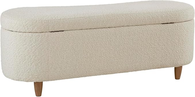 Bailey Boucle-Style Curved Storage Accent Bench