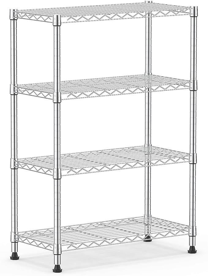 M MZG 1000 lbs Storage Shelving 4-Tier Utility Shelving Unit Steel Organizer Wire Rack for Home,Kitchen,Office,Chrome (13.7" D x 23.6" W x 53.4" H)
