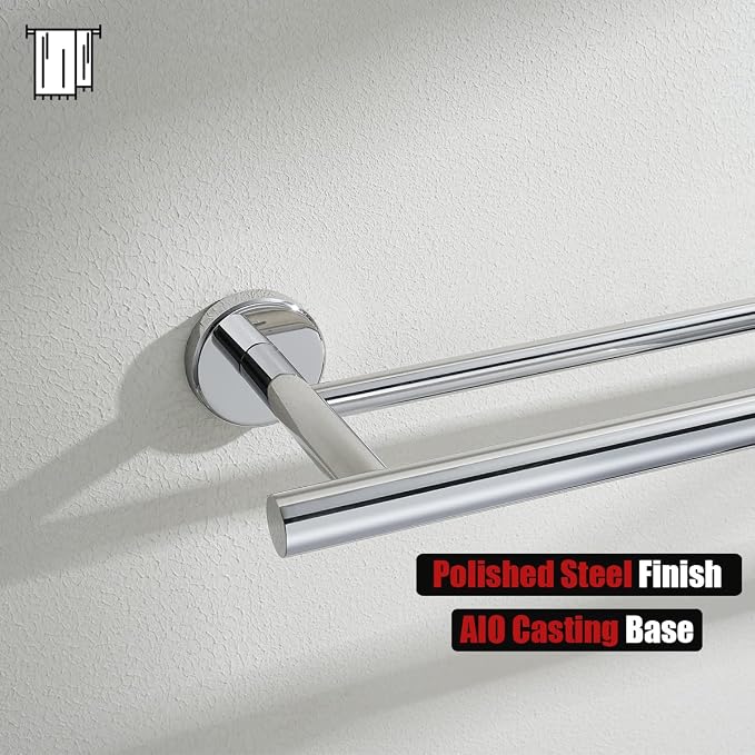 JQK Double Towel Bar Chrome, 20.5 Inch 304 Stainless Steel Thicken 0.8mm Towel Rack Bathroom, Towel Holder Polished Steel Wall Mount, Useable Length 18 Inch, TB100L18-CH