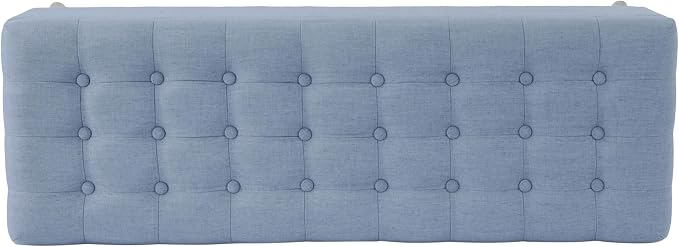 HomePop 48" Modern Tufted Storage Bench - Dusty Blue Woven