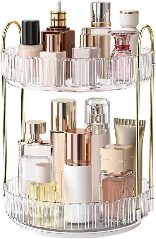 360° Rotating Makeup Organizer, Large Capacity Skincare & Cosmetics Storage | Skincare & Makeup Caddy, Bathroom Counter Organizer, Spinning Storage Tray for Perfume, Dresser, Bedroom, Vanity Countertop