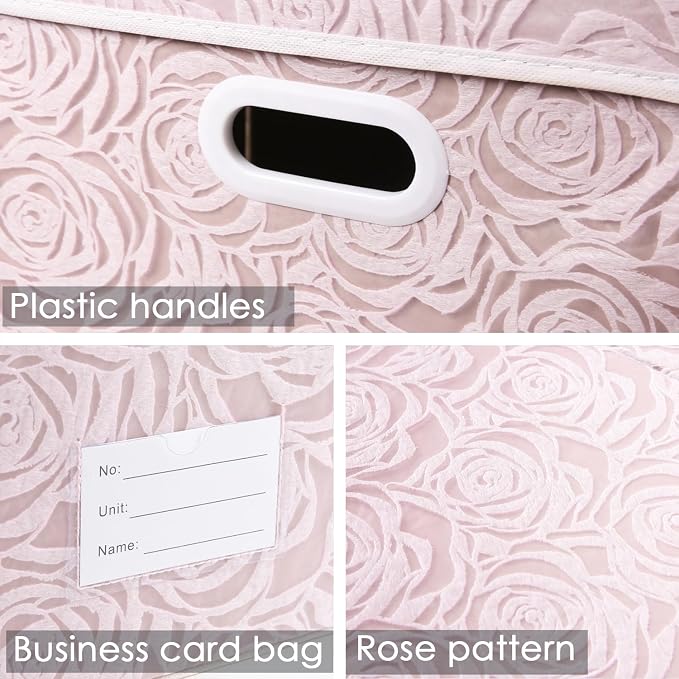 PRANDOM Extra Large Collapsible Storage Boxes with Lids Fabric Decorative Storage Bins Cubes Organizer Baskets with Cover Handles Divider for Bedroom Closet Living Room 19.6x15.7x11.8 Inch 3 Pack