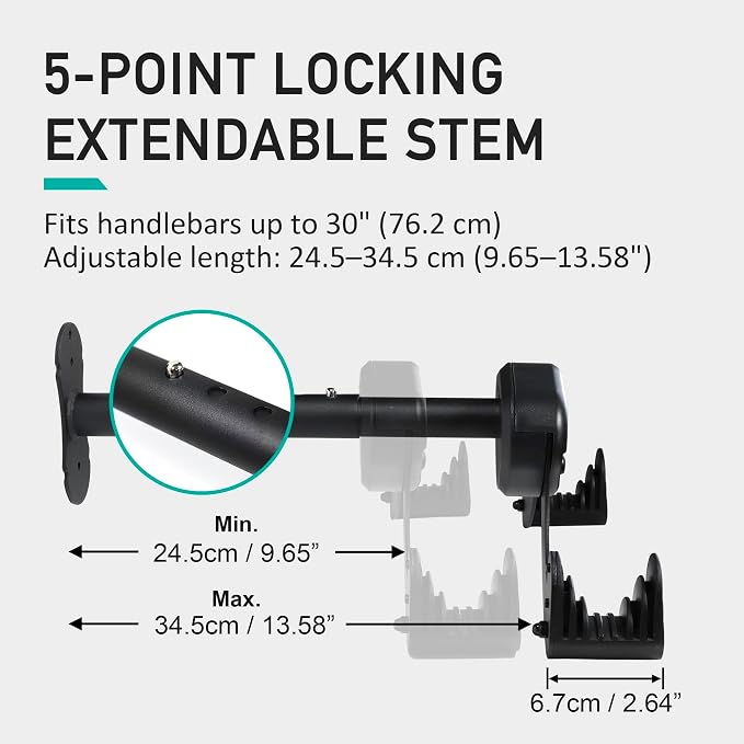 Buffalo Bike Wall Mount Rack – Adjustable Heavy-Duty Horizontal Indoor Hanger for Road, Mountain & Hybrid Bikes up to 48.5 lbs / 22 kg, Space-Saving Garage & Apartment Storage (2 Pack)