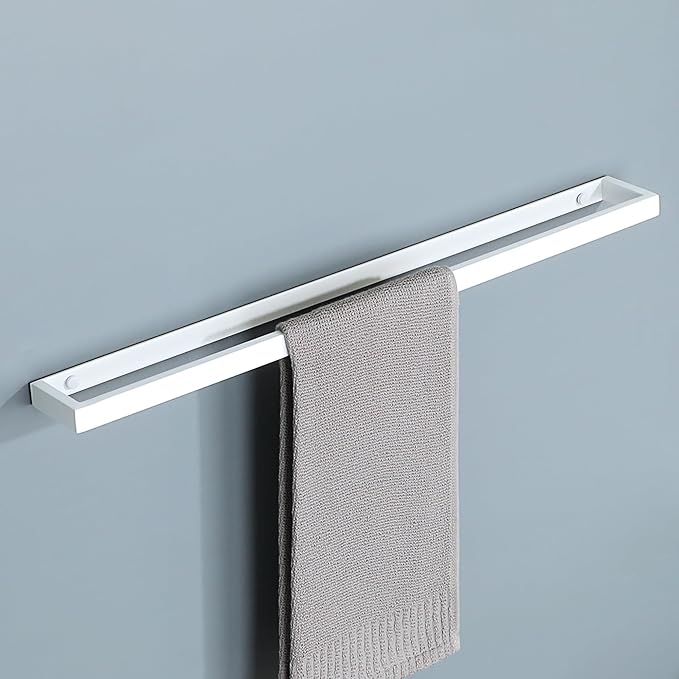 Alise 24 Inch Hand Towel Holder Towel Bar for Bathroom Wall Mounted,White | Towel Hanger Towel Rack for Bathroom Lavatory,SUS304 Stainless Steel Towel Rail for Bath Kitchen, Non-adhesive Mount