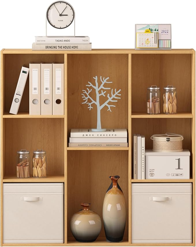 8 Cube Storage Organizer, Wooden Cube Shelves with Closed Back Panel, Reversible Bookcase, Cubes Closet Organizer for Home, Living Room, Kids Room, Office, Bedroom, Study, Hallway