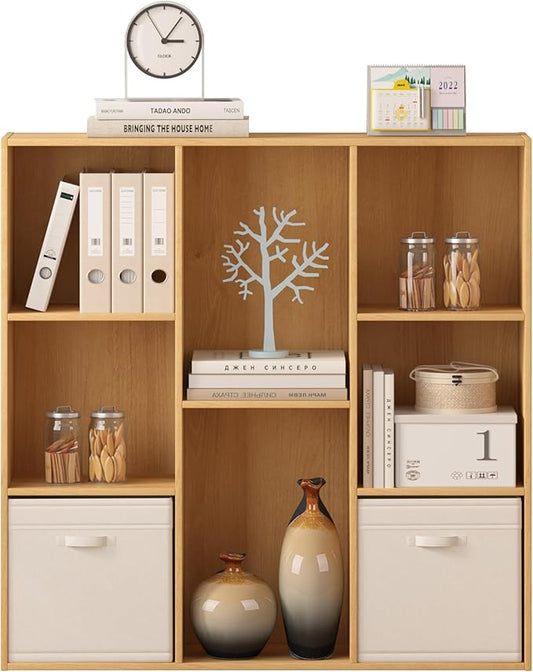 8 Cube Storage Organizer, Wooden Cube Shelves with Closed Back Panel, Reversible Bookcase, Cubes Closet Organizer for Home, Living Room, Kids Room, Office, Bedroom, Study, Hallway