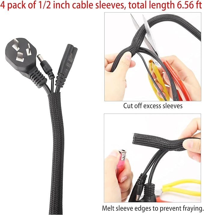 Cable Management Kit, 600+ PCS Cord Organizer Set with Cable Sleeves, Clips, Reusable Ties, Adhesive Tie Rolls & Nail Clips for Desk, TV, PC, Office & Home Wire Organization