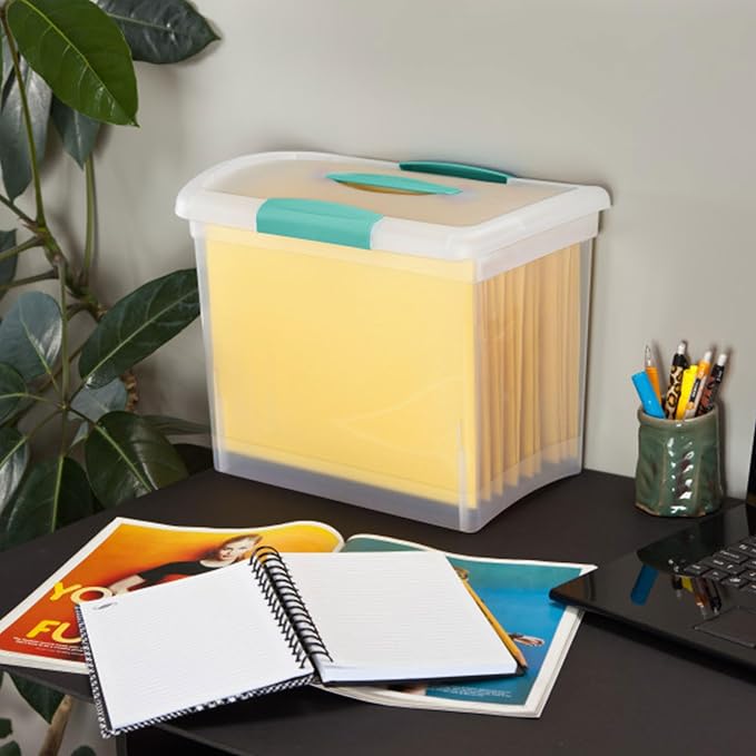 Sterilite Large Nesting ShowOffs™, Clear Bin w/Latch Lid & Handle, 6 Pack | Heavy-Duty and Stackable Utility Box Containers for Home, Office, Cabinet, Closet, Bedroom, and Basement Organization