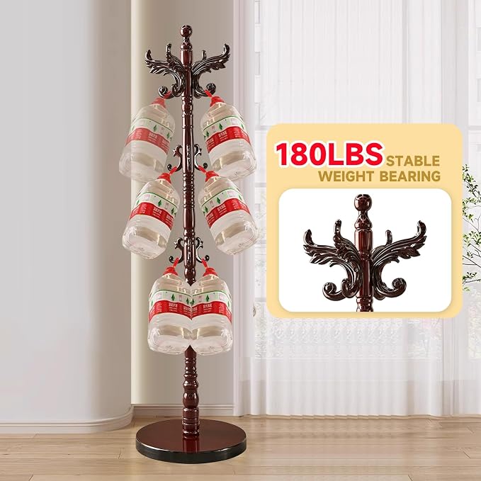Wood Coat Rack Stand Vintage Coat Rack Freestanding with 14 Hooks | Solid Wood Coat Rack with Round Base,Wooden Coat Hanger Stand,Classic Coat Clothes Tree Stand for Office,Bebroom