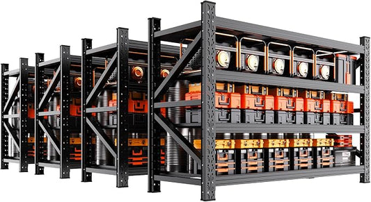 4-Pack 5000LBS Heavy Duty Garage Shelving 4 Tier Storage Shelves, Metal Shelving Unit,Adjustable Heavy Duty Shelving 69" W x 24" D x 64" H Black