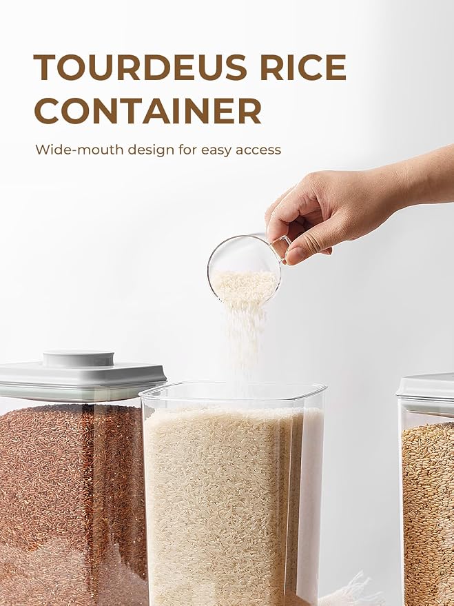 Airtight Food Storage Container, 4.22 Qt Large Pantry Canister with Pop Lid | Clear Stackable Kitchen Organizer for Flour, Sugar, Rice, Oats, Cereal, Baking Mixes, Snacks and Everyday Dry Goods at Home