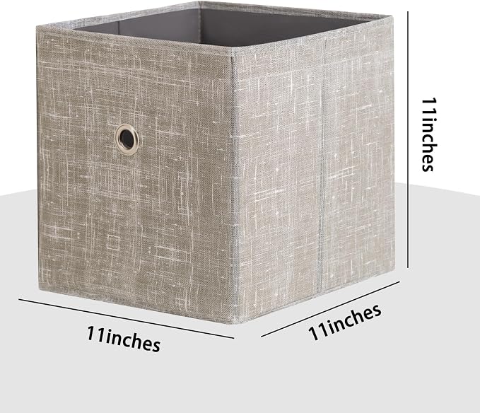 Foldable Storage Cubes Bins ,11 Inch Cloth Storage Cube Fabric Storage Box Cubes Organizer Baskets with Handles for Home Organizer Set of 3 (Cowboy Grey)