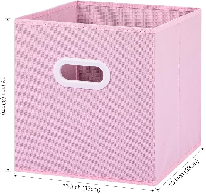 Stero Fabric Storage Cubes Bins, 13 inch Fun Colored Foldable Storage Baskets with Dual Plastic Handle for Home, Kids Room, Closet and Toys Organization, Multi Colored, Set of 6